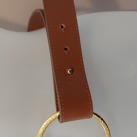 LAUREN Ralph Lauren Brown Faux Leather Belt with Goldtone Ring Detail Size 4 - Picture 4 of 15